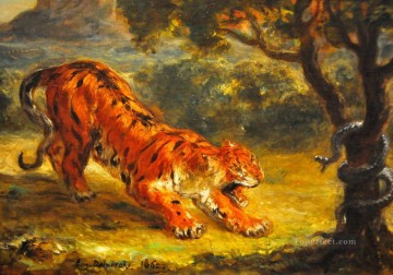 tigre y serpiente 1862 Eugene Delacroix Pinturas al óleo